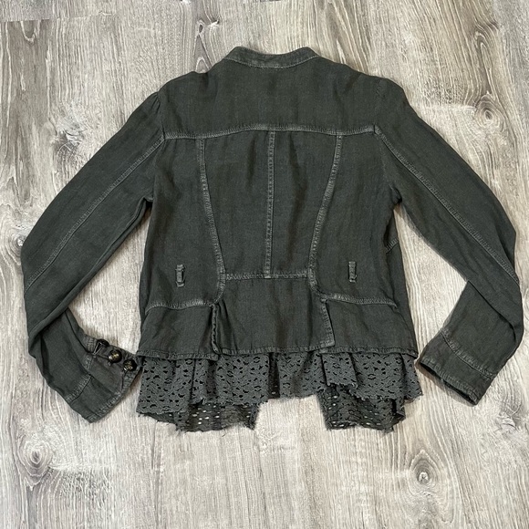 Free People XS Green Emilia Utility Military Blazer Jacket Urban Outfitters - Picture 11 of 15